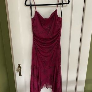 Crimson red semi formal dress.